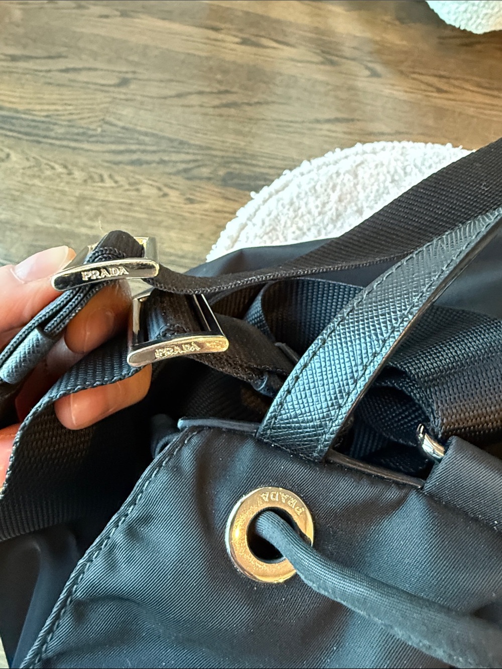 Prada Tessuto Nylon Backpack Black Backpack with Top Handle EUC - Picture 12 of 17